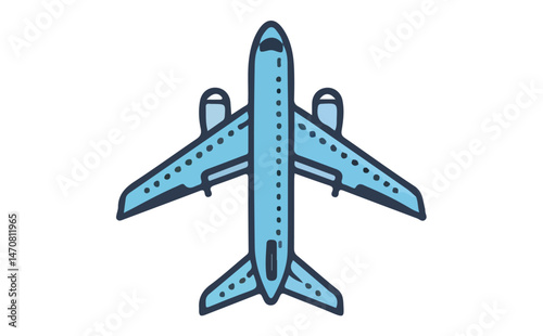 Light Blue Plane on Transparent Background, Modern Design
