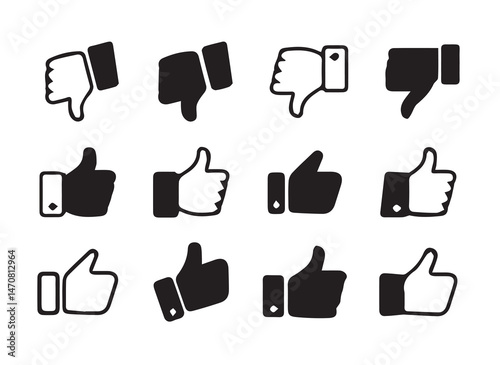 Thumb up & thumb down icon. like symbol.Like and dislike vector collection on transparent background.Thumbs up thumbs down black isolated social media signs.vector illustration eps 10.