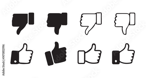 Thumb up & thumb down icon. like symbol.Like and dislike vector collection on transparent background.Thumbs up thumbs down black isolated social media signs.vector illustration eps 10.