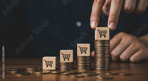 Online shopping growth e commerce business investment strategy retail sales and financial success concept