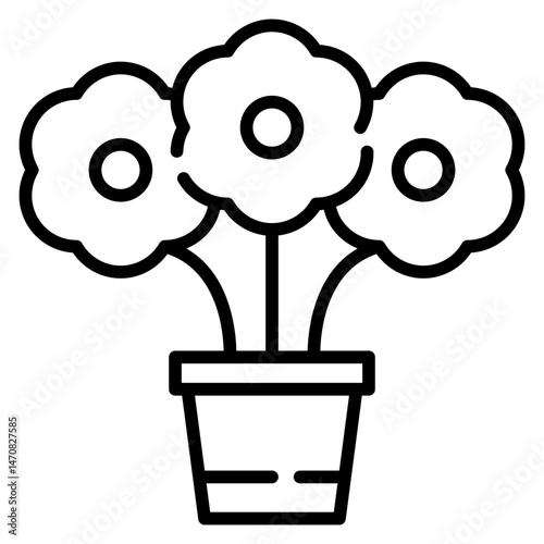 Flower Pot Line Icon