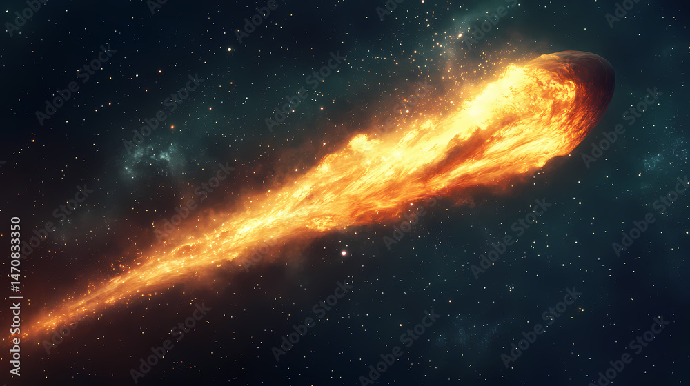 Fototapeta premium Fiery comet tails burst like fireworks, cosmic smoke swirls , galaxy, gas. [Toxic Carnival] | Venom Balloon | bursting gas. Illustration