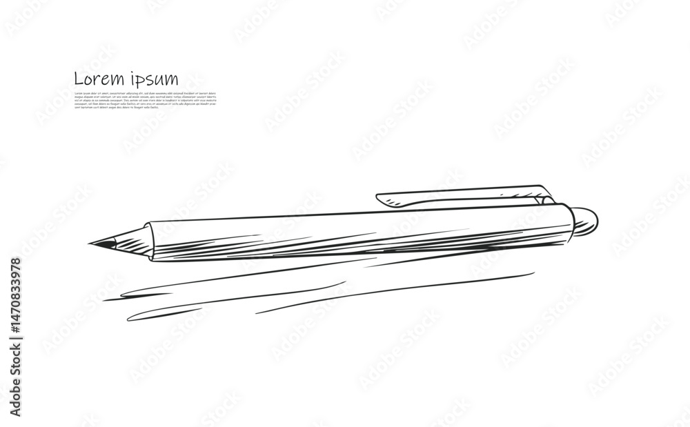 Sketch of Pen on Transparent Background, Simple Line Art Style, Office Stationery Sketch of Pen on Transparent Background, Simple Line Art Style, Office Stationery