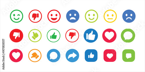 Like, Share, comment and love icon button, social media vector.love and heart icon , comment icon , repost and share icon button. vector illustration eps 10.