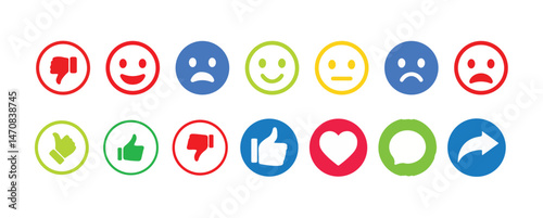 Like, Share, comment and love icon button, social media vector.love and heart icon , comment icon , repost and share icon button. vector illustration eps 10.