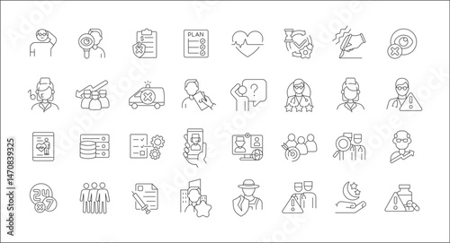 Healthcare outline icons reveal medical services