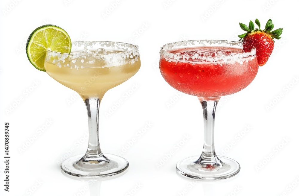 Fototapeta premium Two refreshing cocktails, one light, one red