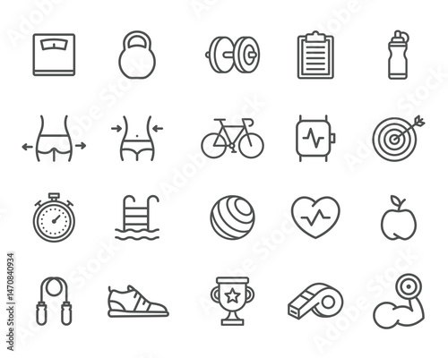 Fitness icons showcase healthy lifestyle elements