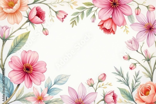 Delicate watercolor floral pattern, soft pastel shades, design, summer