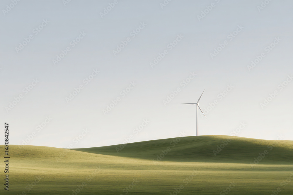 Fototapeta premium serene wind farm in usa casting long shadows during sunset