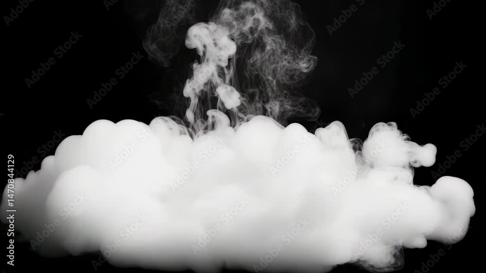White smoke cloud vapor mist fog flowing with soft texture on black background