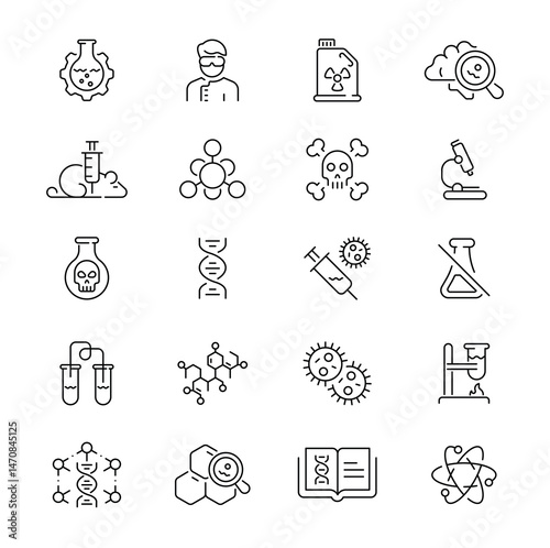 Scientific exploration icons Biology chemistry and research