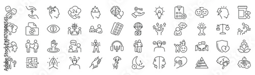 Mental wellbeing and cognitive processes line art