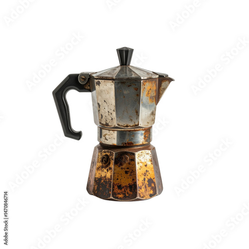 Vintage moka pot espresso maker italian coffee maker stovetop espresso machine on transparent background