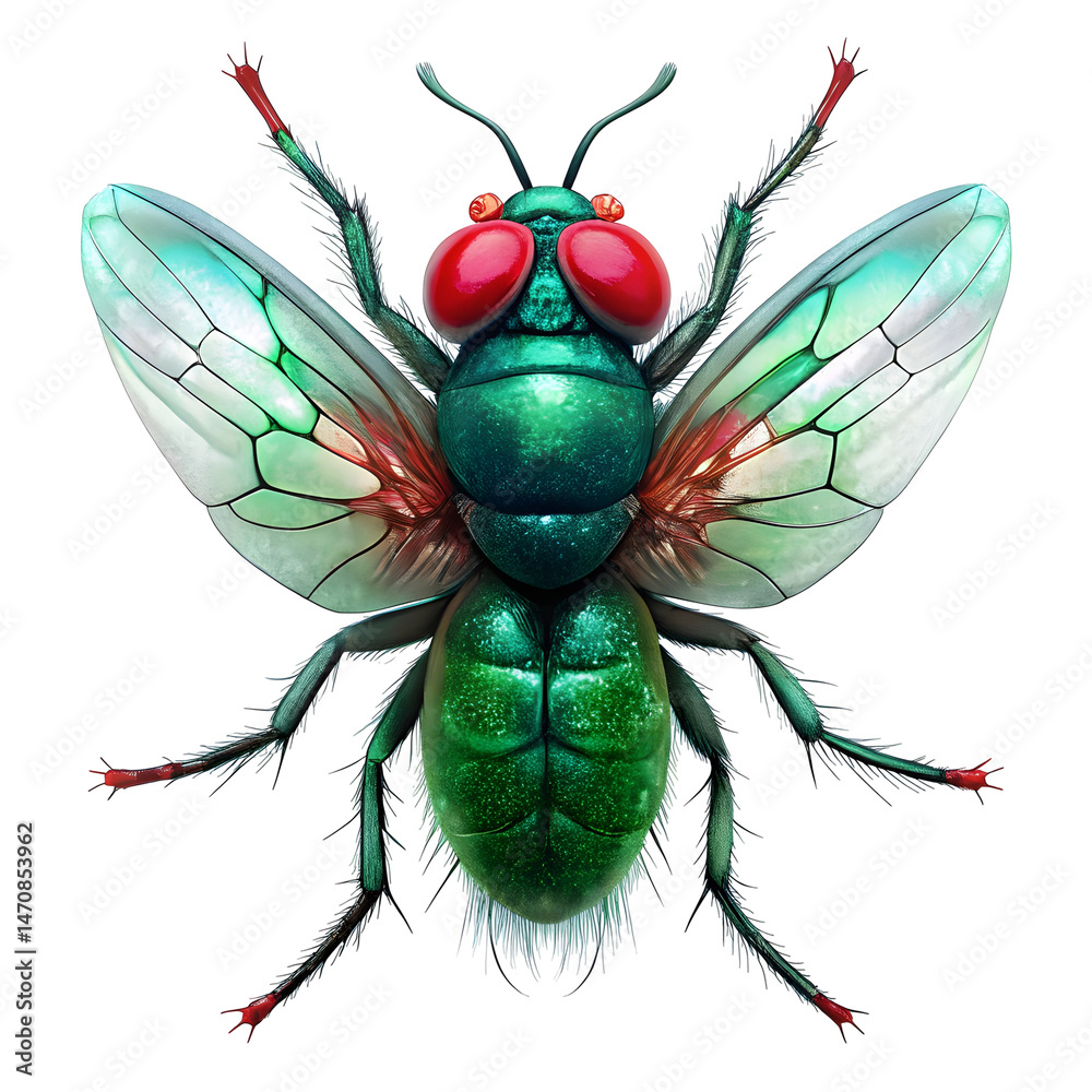 Fototapeta premium a green fly with a red face on a transparent background