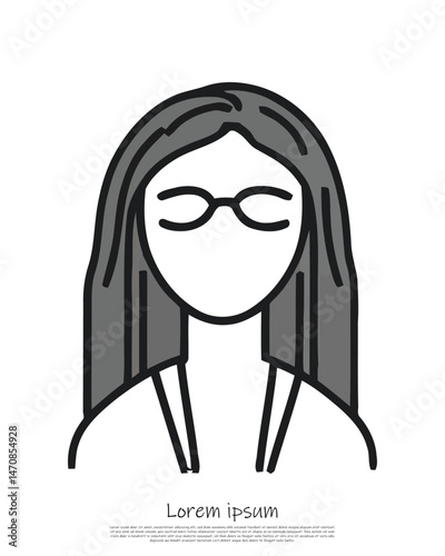 Grey Haired Woman Icon with Glasses in Transparent Background