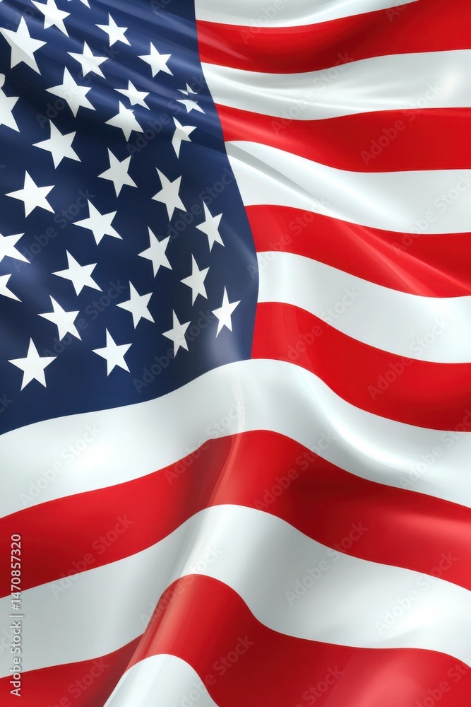 Obraz premium Waving Stars and Stripes Patriotic Symbol Illustration