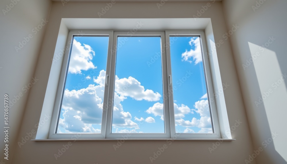 Fototapeta premium Sunlit window view indoor space photography bright environment captivating skyscape