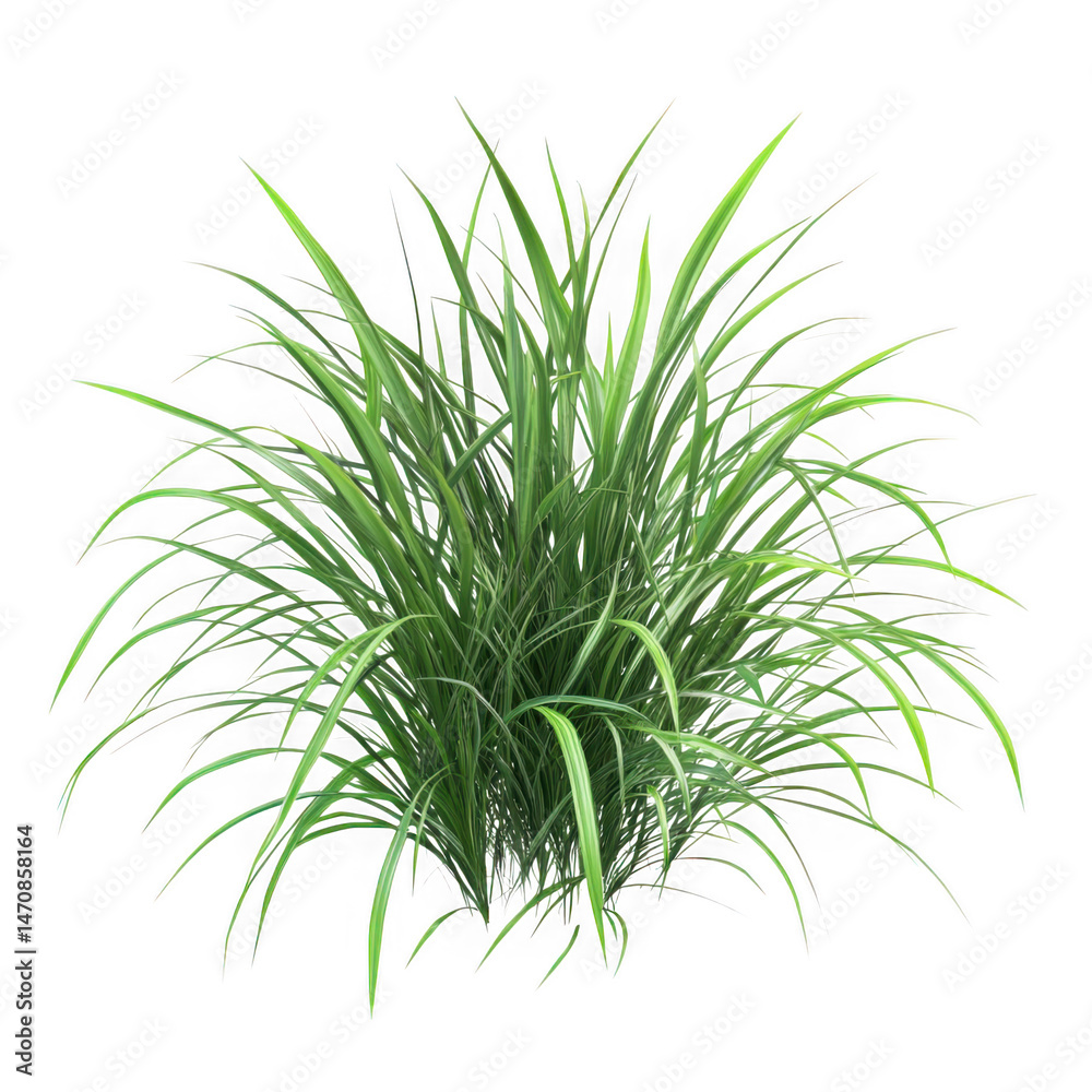 Fototapeta premium Green ornamental grass plant on transparent background