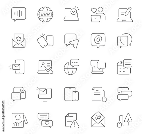 Communication icons arranged in orderly fashion