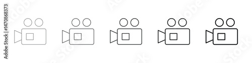Five movie camera symbols differing line thickness
