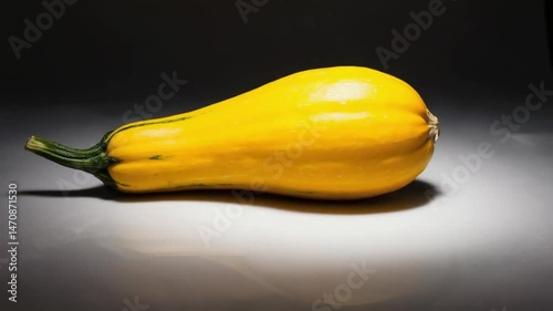Vibrant yellow squash isolated on a dark background with soft lighting
