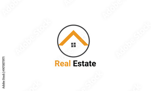 Simple Real Estate Logo  House Icon with Roofline and Window in Circle