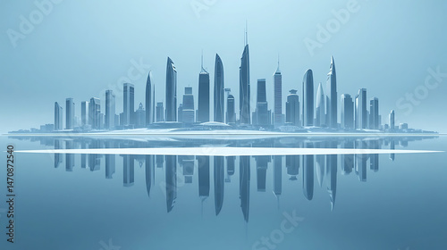 Digital Rendering of a Futuristic Utopian Coastal City