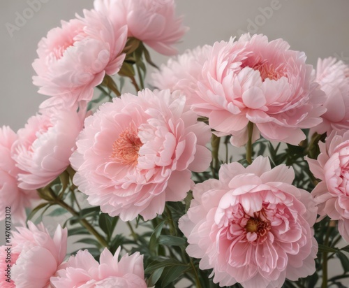 Tight cluster of blush pink peonies, soft background , wedding, bouquet