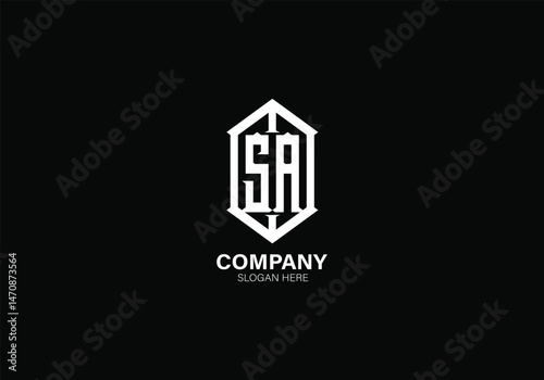 Modern Geometric Monogram Logo with "SA" Letters in Shield Shape