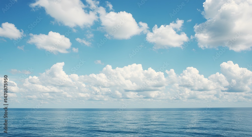 Serene Seascape: A Breathtaking View of the Ocean Under a Cloudy Sky Serene Seascape: A Breathtaking View of the Ocean Under a Cloudy Sky