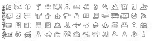 Hotel amenities in a modern line art style