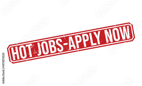 Distressed Red Hot Jobs Apply Now Grunge Sign on Transparent Background