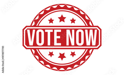 Red Vote Now Stamp Isolated with Stars on White Background Patriotic Election Day