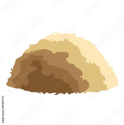 Dried Hay Pile or Hay Bales Illustration Isolated on White Background