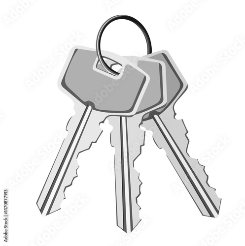 Three Metal Home Keys Illustration Isolated on White Background