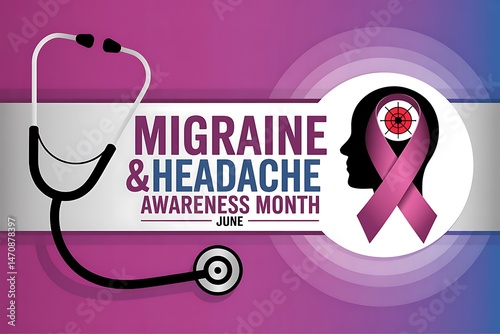 Migraine Headache Awareness Month, June: Crucial Focus on Understanding Support for Sufferers and A Purple Ribbon of Hope