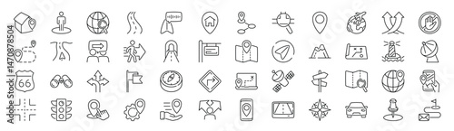 Travel and navigation vector icon collection