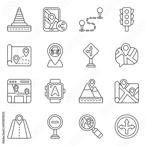 Navigation Icons Digital Road Trip