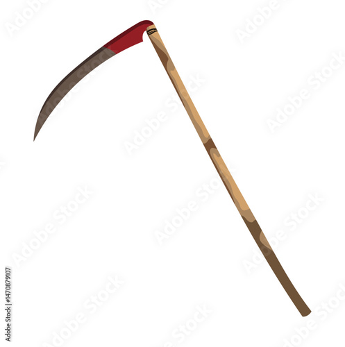 Scythe Farm Equipment Illustration Isolated on White Background