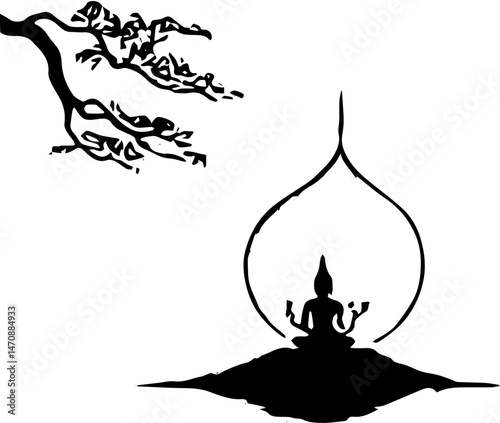 vector illustration of a silhouette of a vesak day