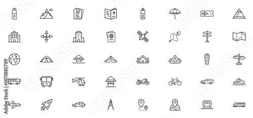 Travel icon set Exploring the world