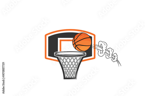 Basketball Hoop Ball Shot Sports Game Icon Illustration