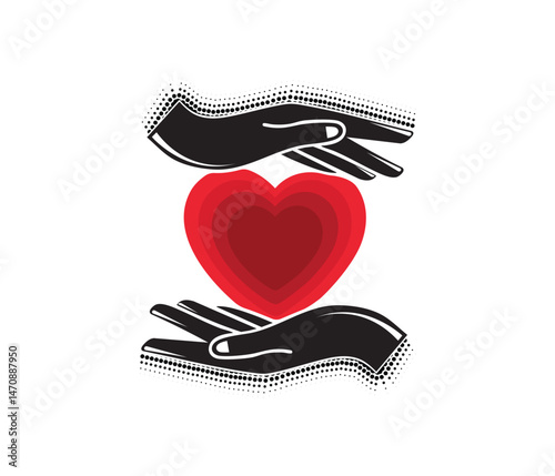 Hands Holding Heart Care Love Compassion Symbol Art