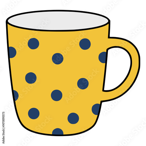 yellow polka dot mug drink beverage flat color vector illustration template design