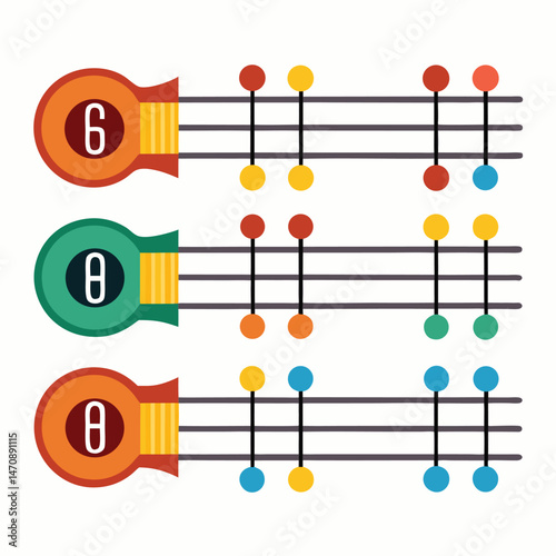 Six Classic chord arranged on white background
