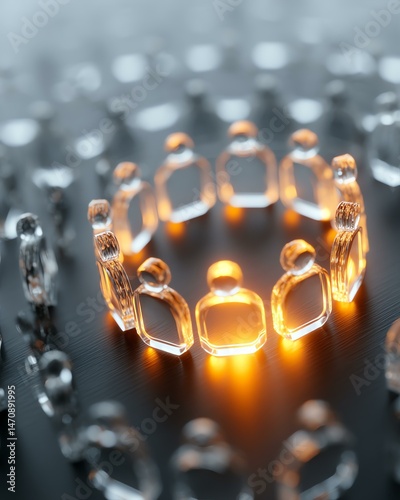 decision makers digital persona marketing shopper target audience A creative representation of unity and connection through glowing figures, highlighting societal bonds and collaboration.