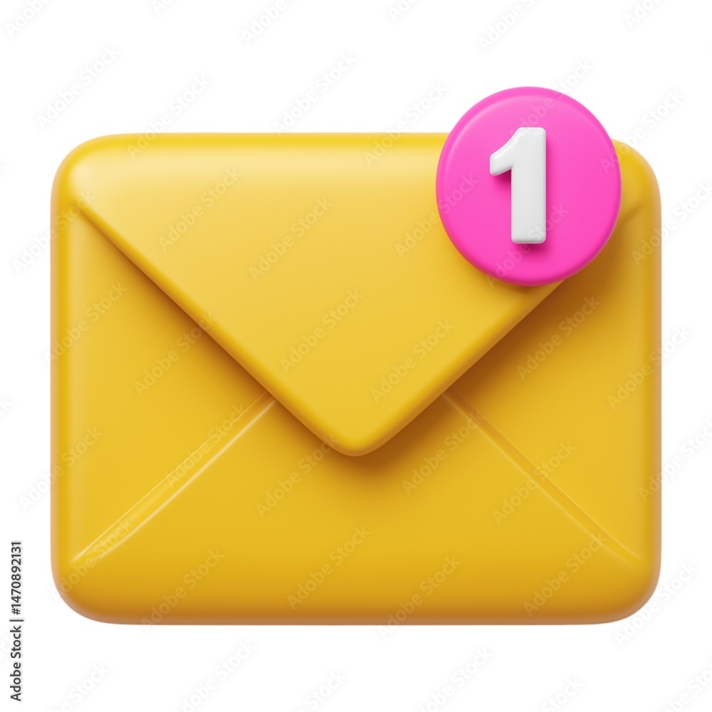 3D Envelope Notification Icon for Newsletter, Incoming Mail, and Digital Messaging Concepts 3D Envelope Notification Icon for Newsletter, Incoming Mail, and Digital Messaging Concepts