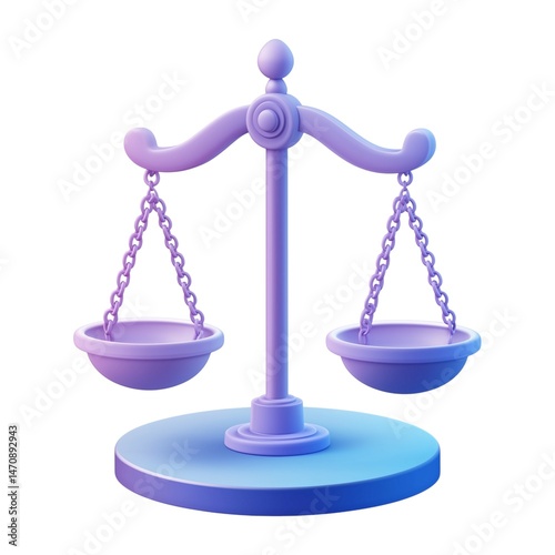 3D Legal Balance Symbol Justice Scales for Fair Trial, Court, and Law Representation