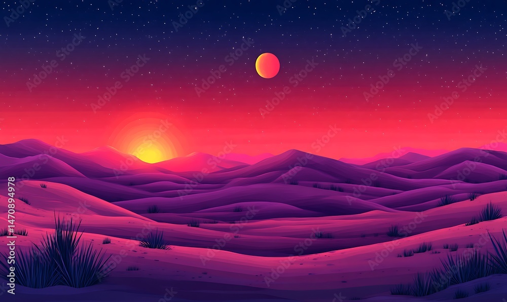 Desert Landscape at Sunset Desert Landscape at Sunset